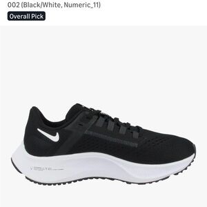 Nike Womens Zoom Pegasus 38 Black and White Athletic Shoes